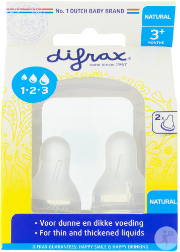 Difrax Tétine 1-2-3 Natural 3+ Mois 2 Pièces (674)