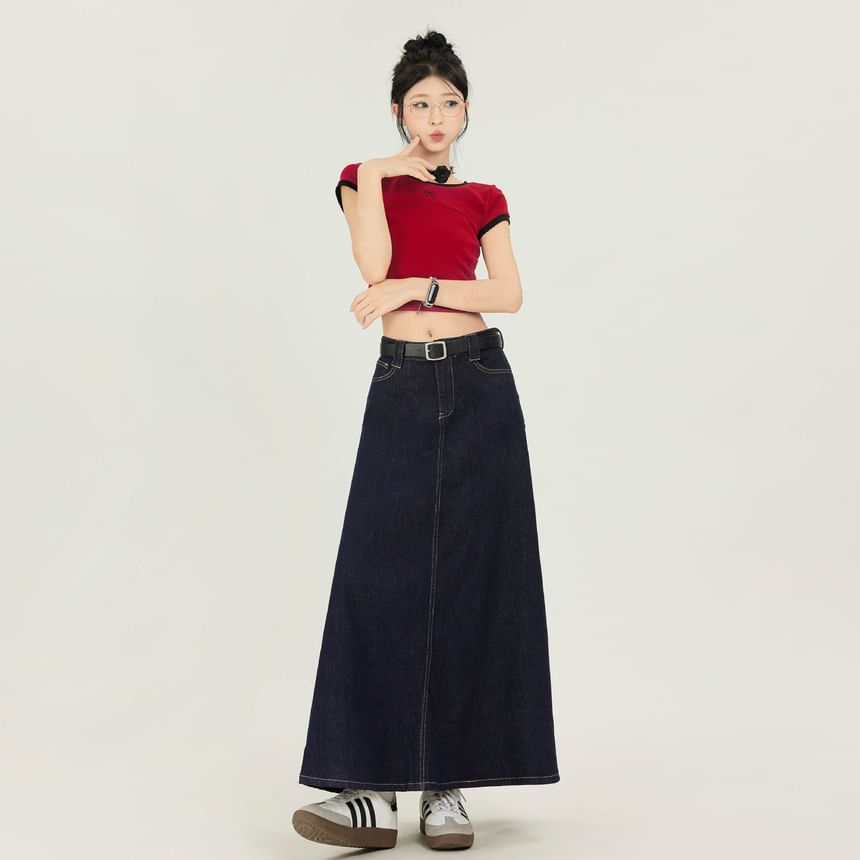 Denimot - Maxi A-lijn denim rok met hoge taille