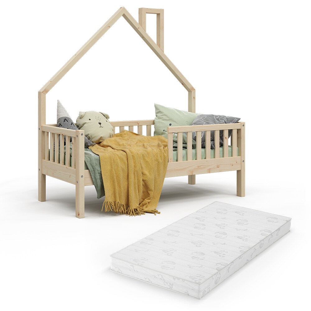 VitaliSpa Hausbett Kinderbett Spielbett Noemi 70x140cm inkl. Matratze natur