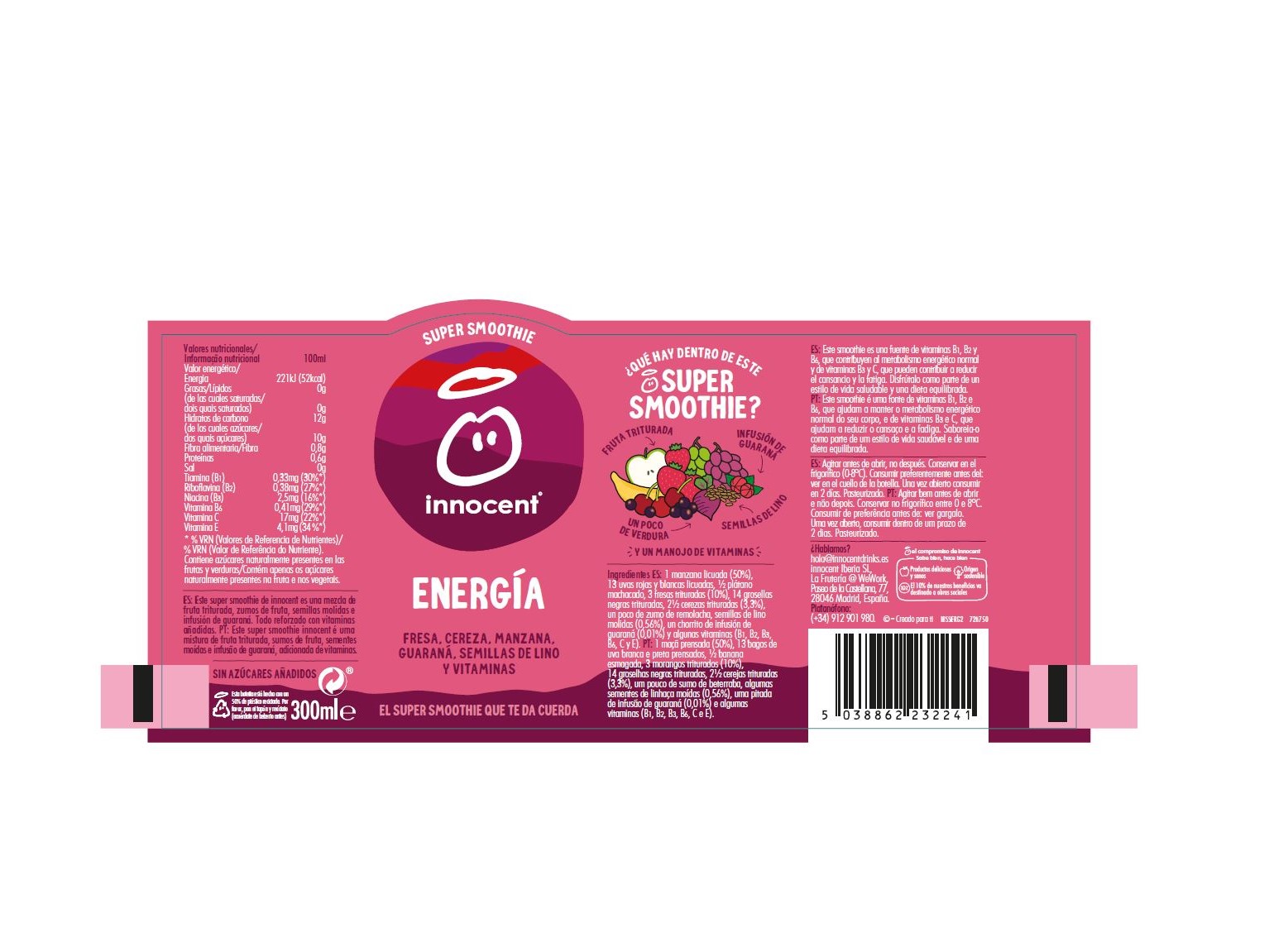SUPER SMOOTHIE INNOCENT ENERGIA 300ML