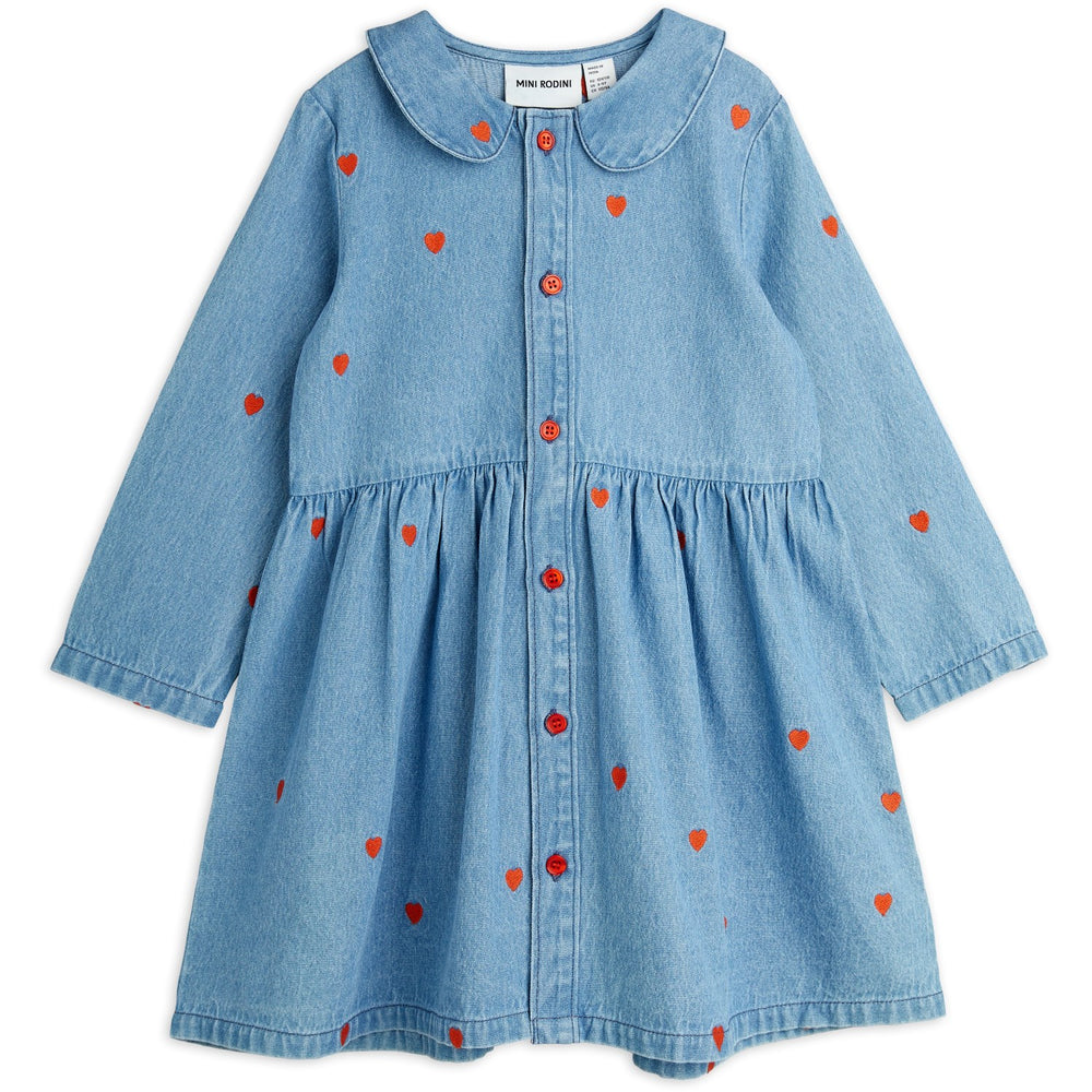 Køb Mini Rodini Blue Mini Hearts Aoe Woven Kjole