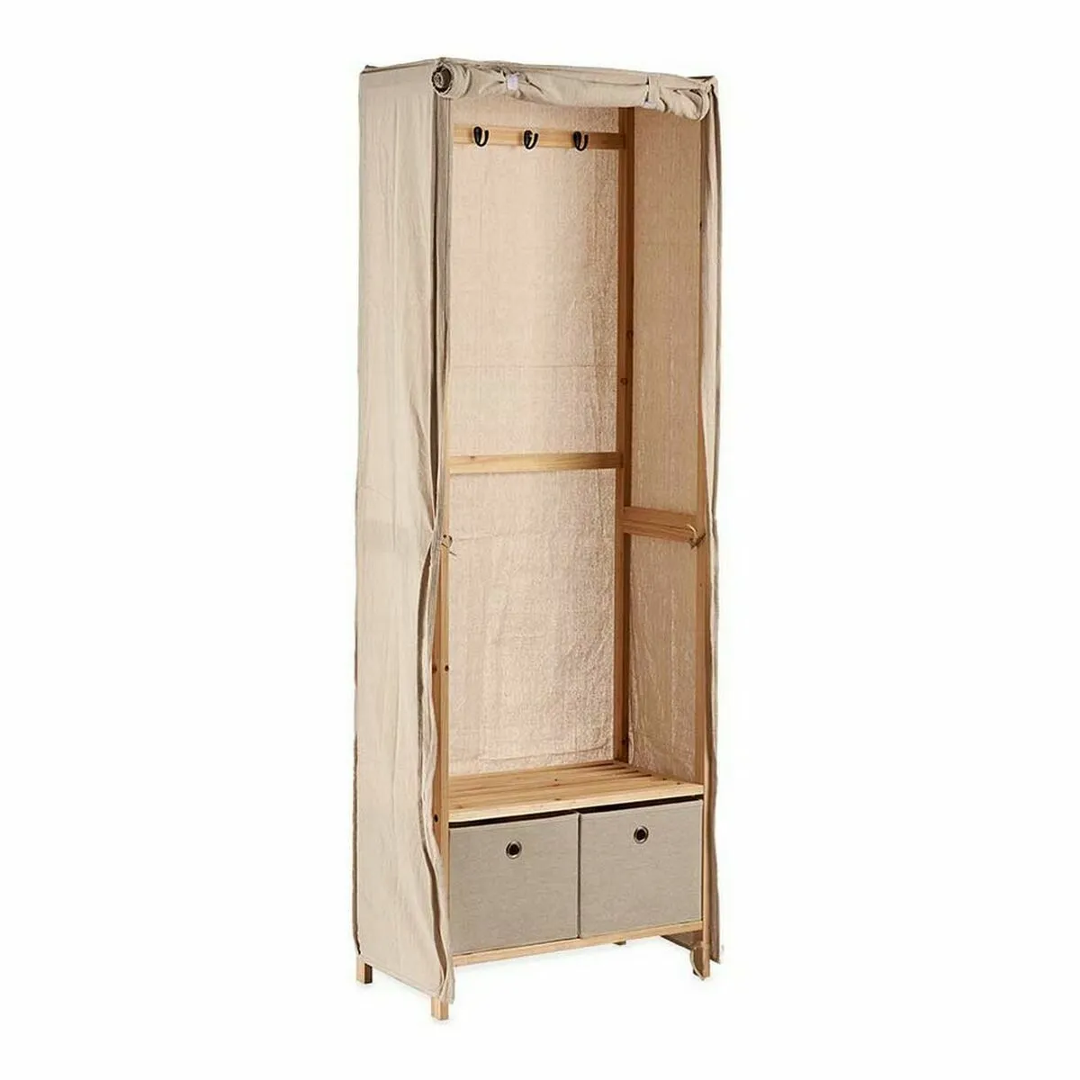 Kipit Portemanteau Bois/Tissu - Beige