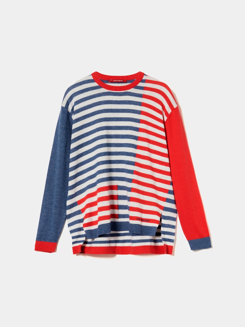 Camisola assimétrica às riscas