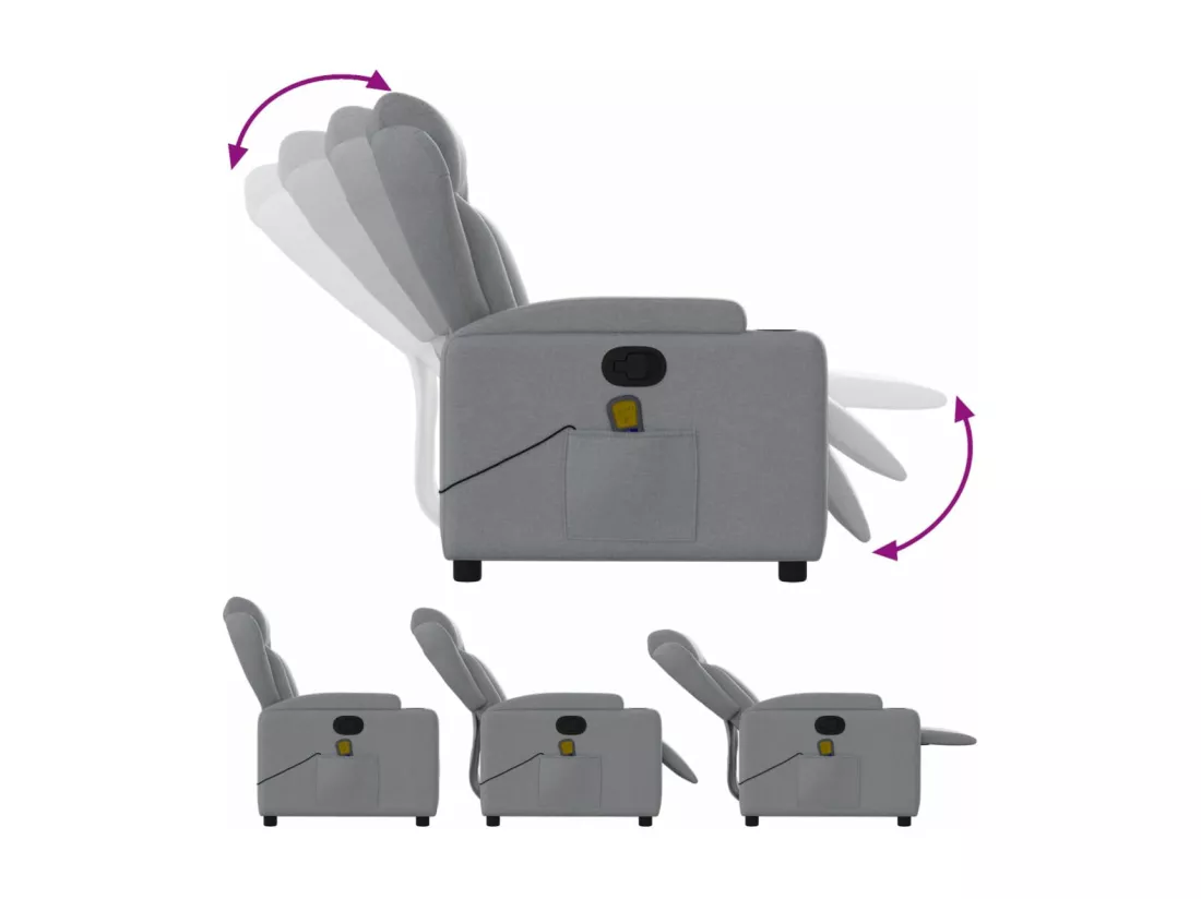 Fauteuil massant inclinable Gris clair Tissu