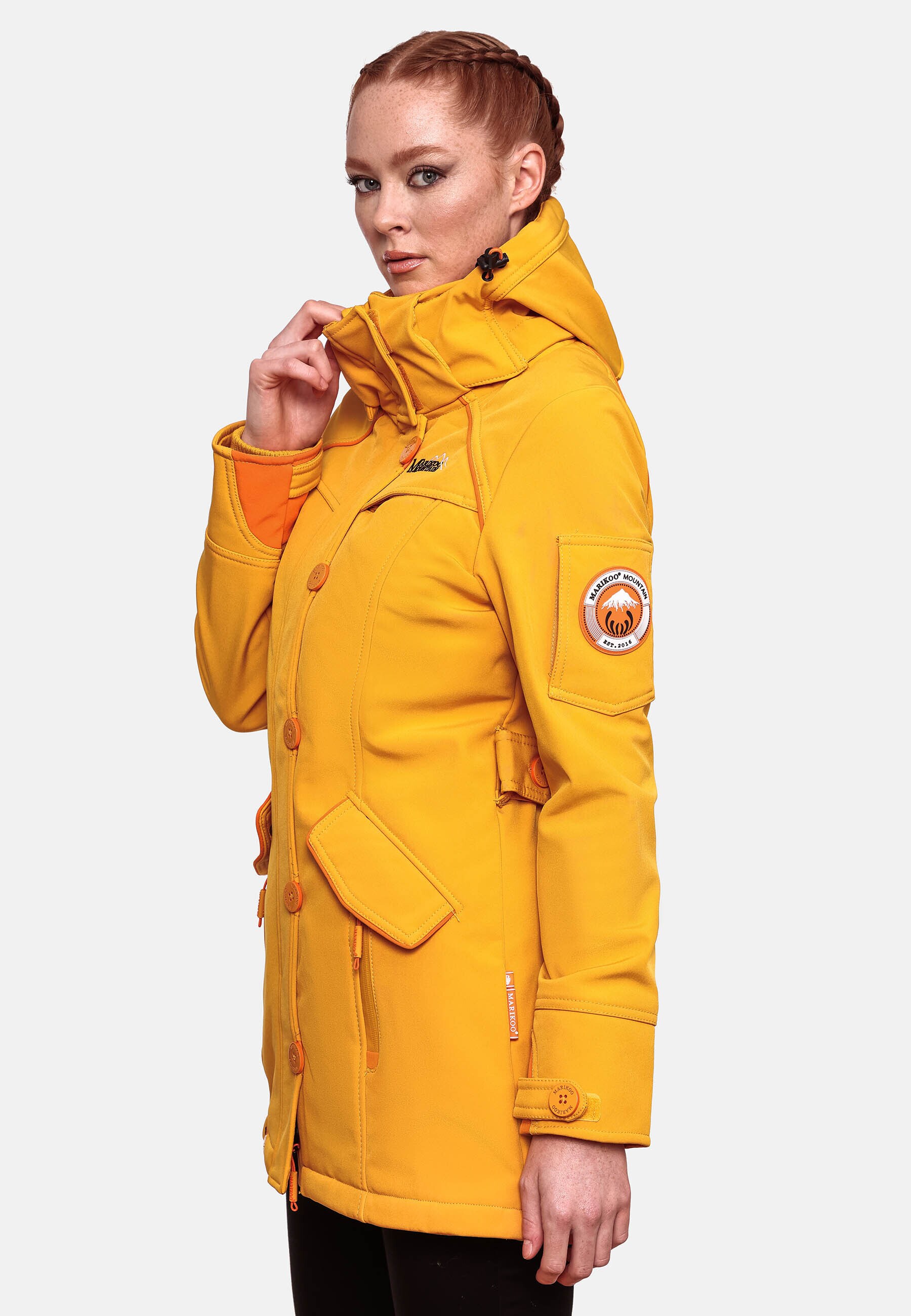MARIKOO Damen Outdoor Softshell Jacke mit abnehmbarer Kapuze Soulinaa