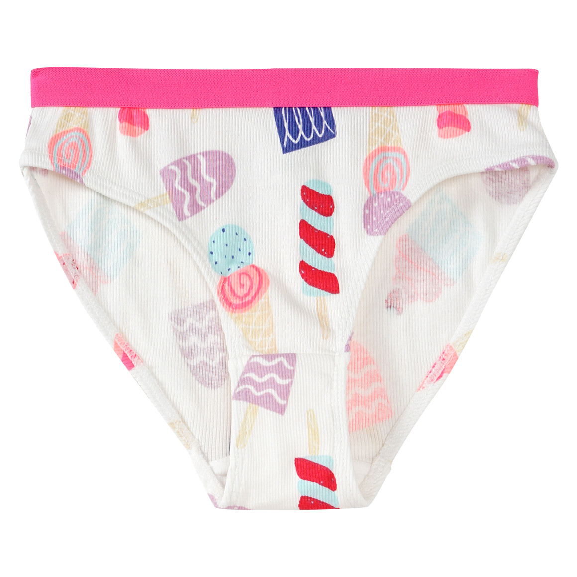 Famy 3 Mädchen Slips mit Rippstruktur weiss / helltürkis / rosa