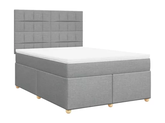 Sommier à lattes de lit avec matelas Gris clair 140x190cm Tissu