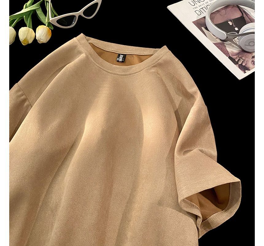 Whyessa - Effen oversized T-shirt met korte mouwen en ronde hals