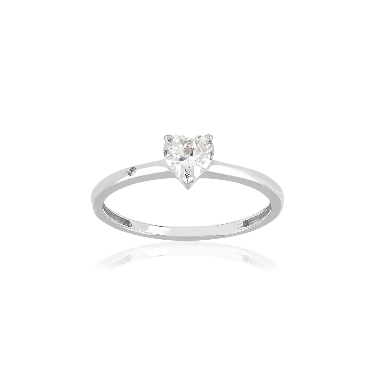 Bague or 375 blanc zirconia blanc
