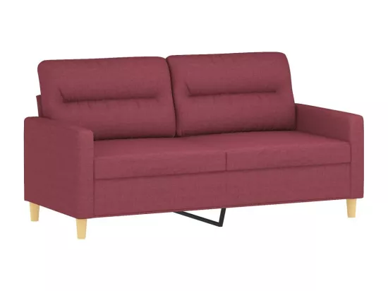 Canapé 2 places avec oreillers bordeaux 140 cm tissu