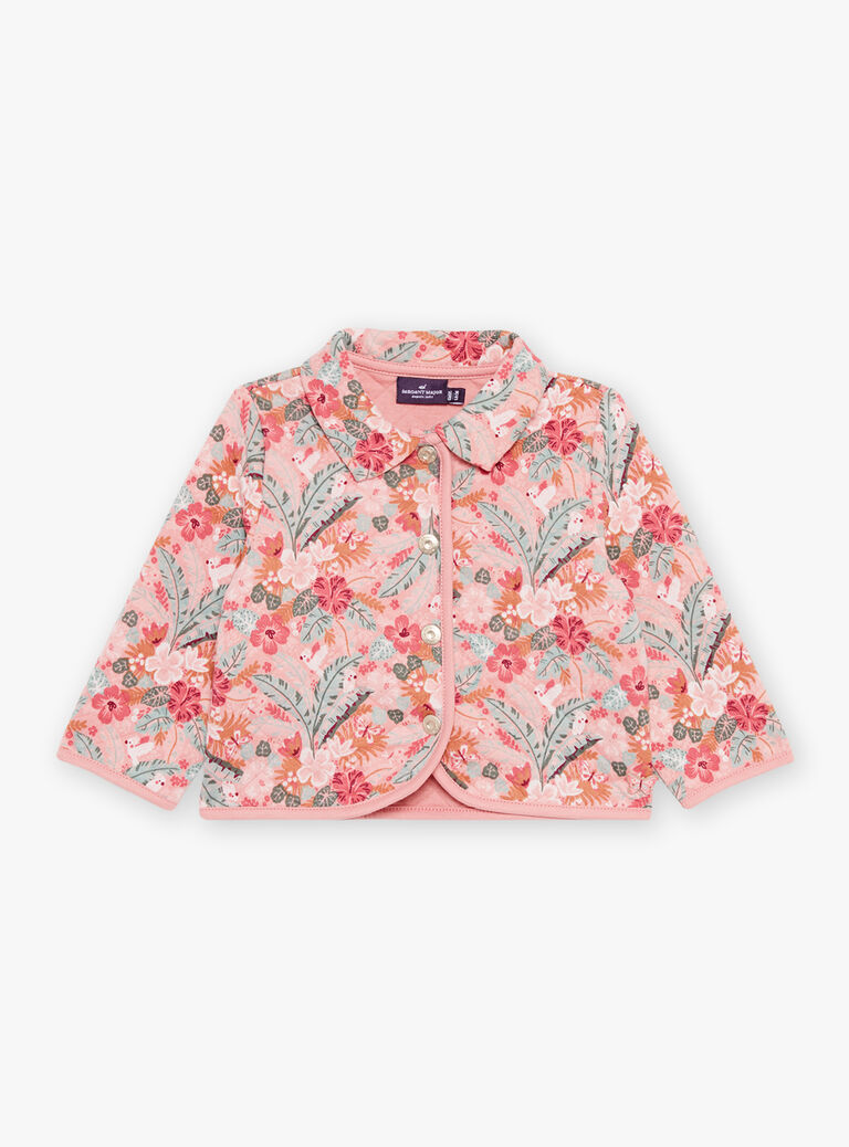 Veste matelassée vieux rose à fleurs