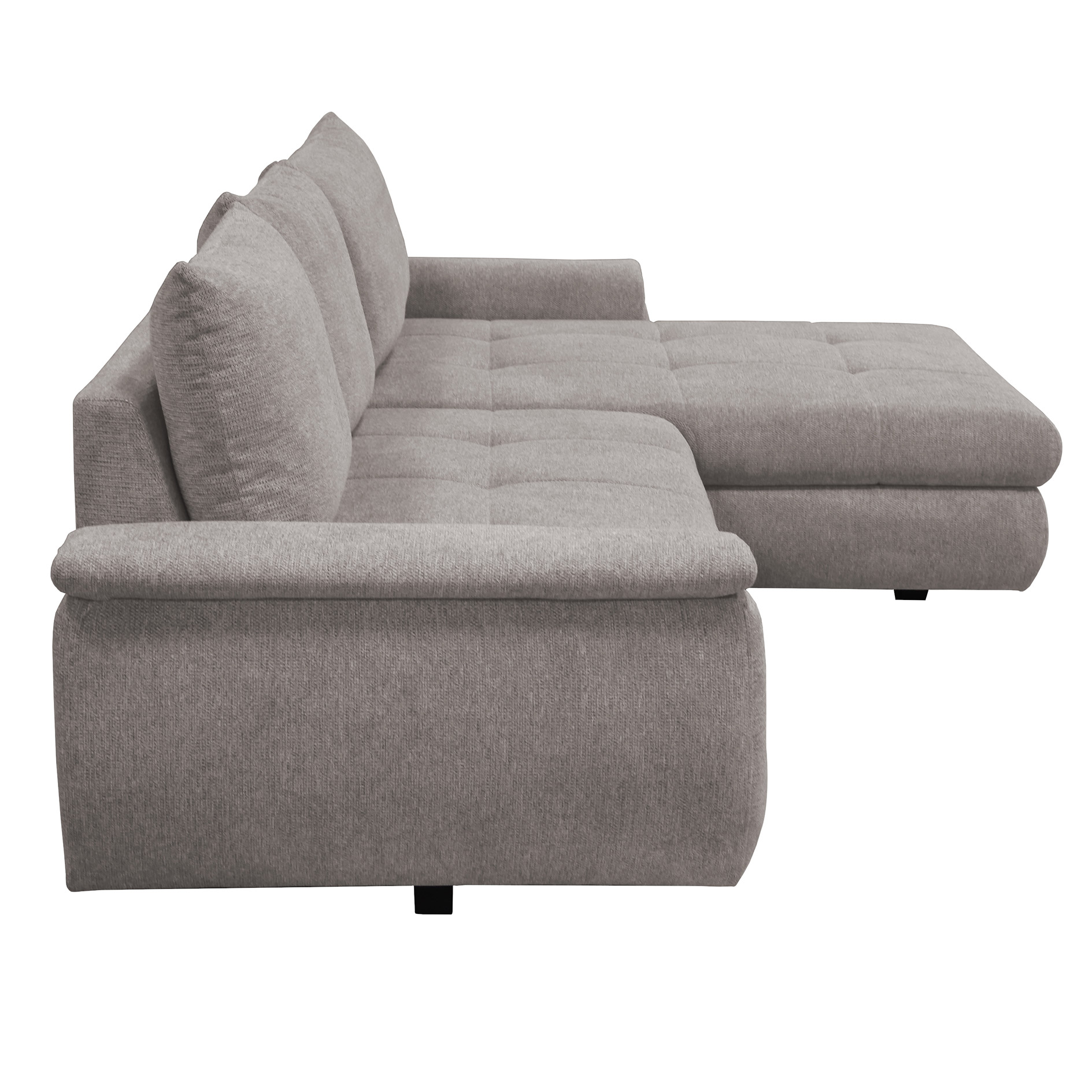 Ecksofa - taupe - mit Liegefunktion - Staukasten rechts