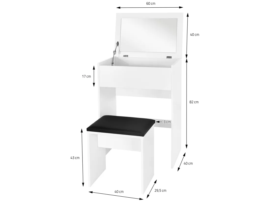 Coiffeuse blanc avec miroir pliable table de maquillage ML-DESIGN