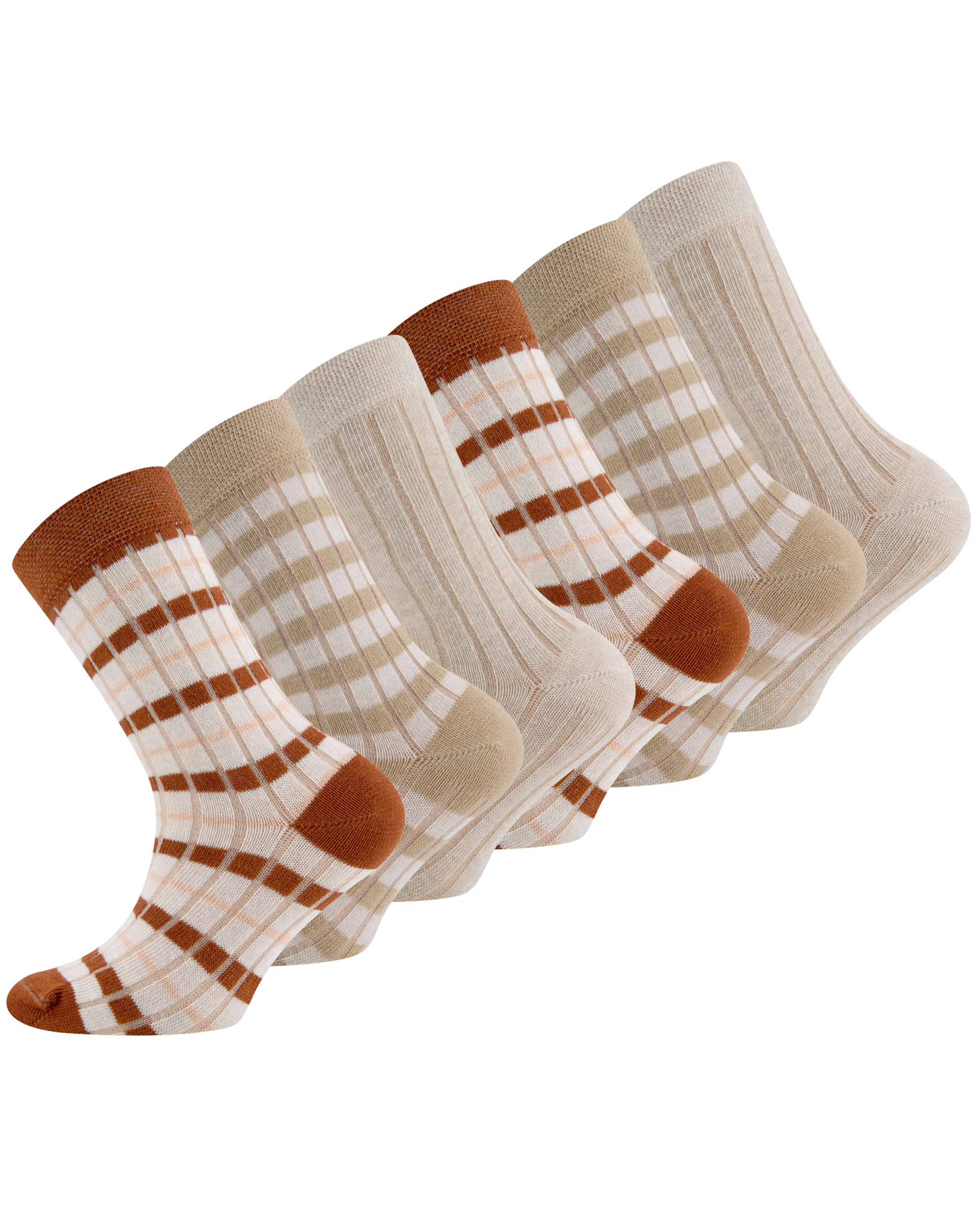 Socken RIPPE & RINGEL 6er-Pack in beige