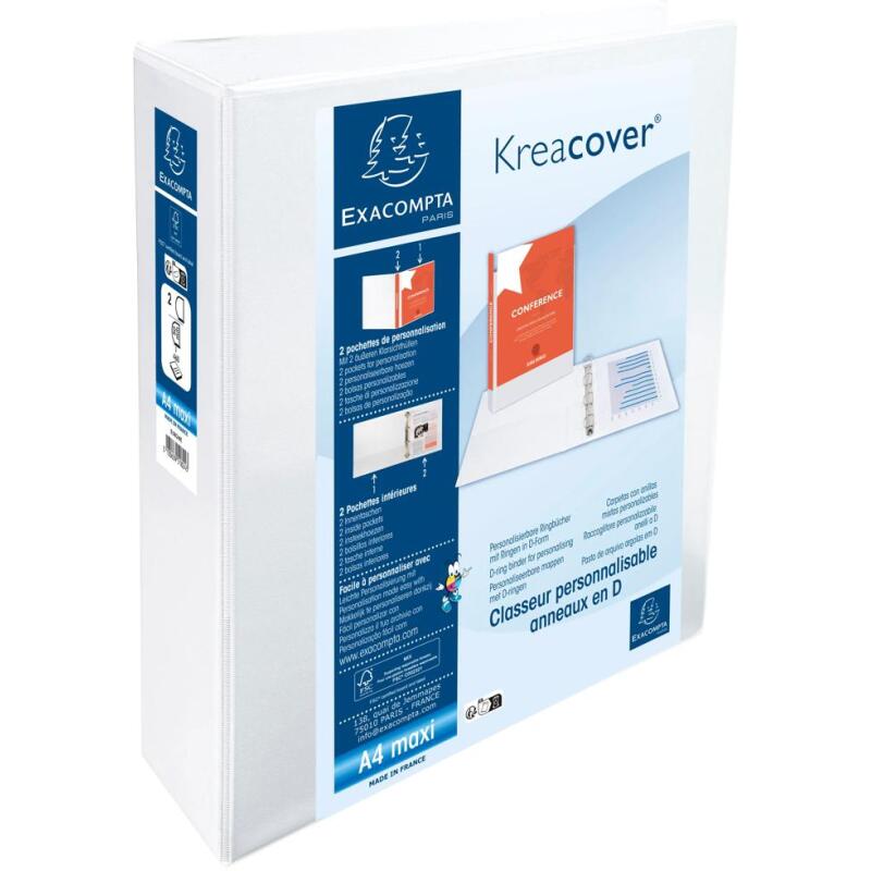 Classeur 2 anneaux cartonné Exacompta Kreacover® personnalisable A4 maxi - Dos 7,5 cm couleurs assorties