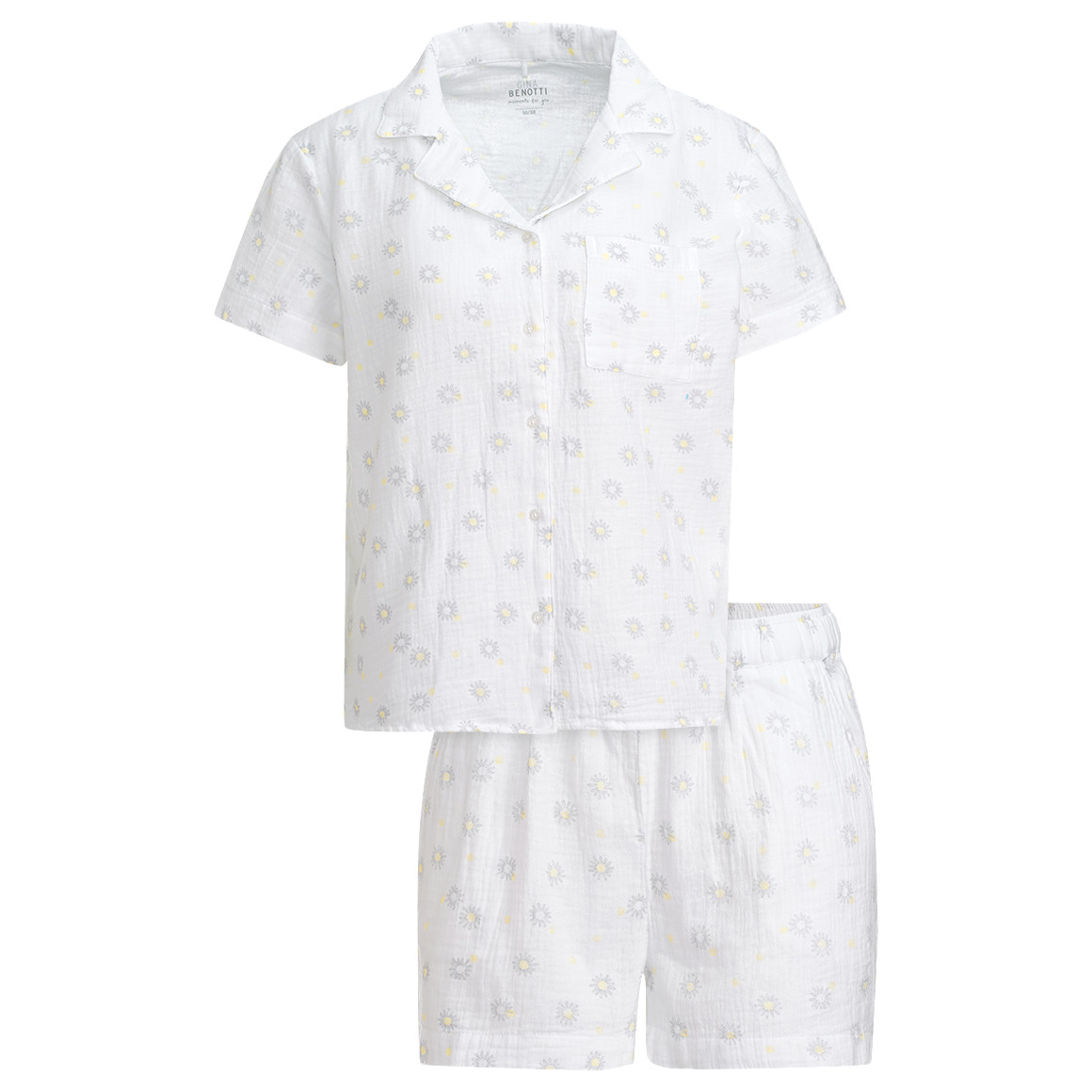 Gina Benotti Damen Musselin-Shorty mit Blumen-Muster weiss
