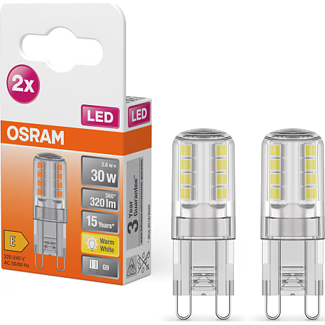 Osram 2 pak LED pin 30W - varmt hvidt lys