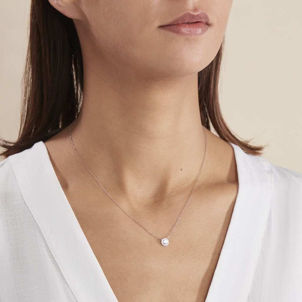 Collier Eurycide Or Blanc Oxyde De Zirconium