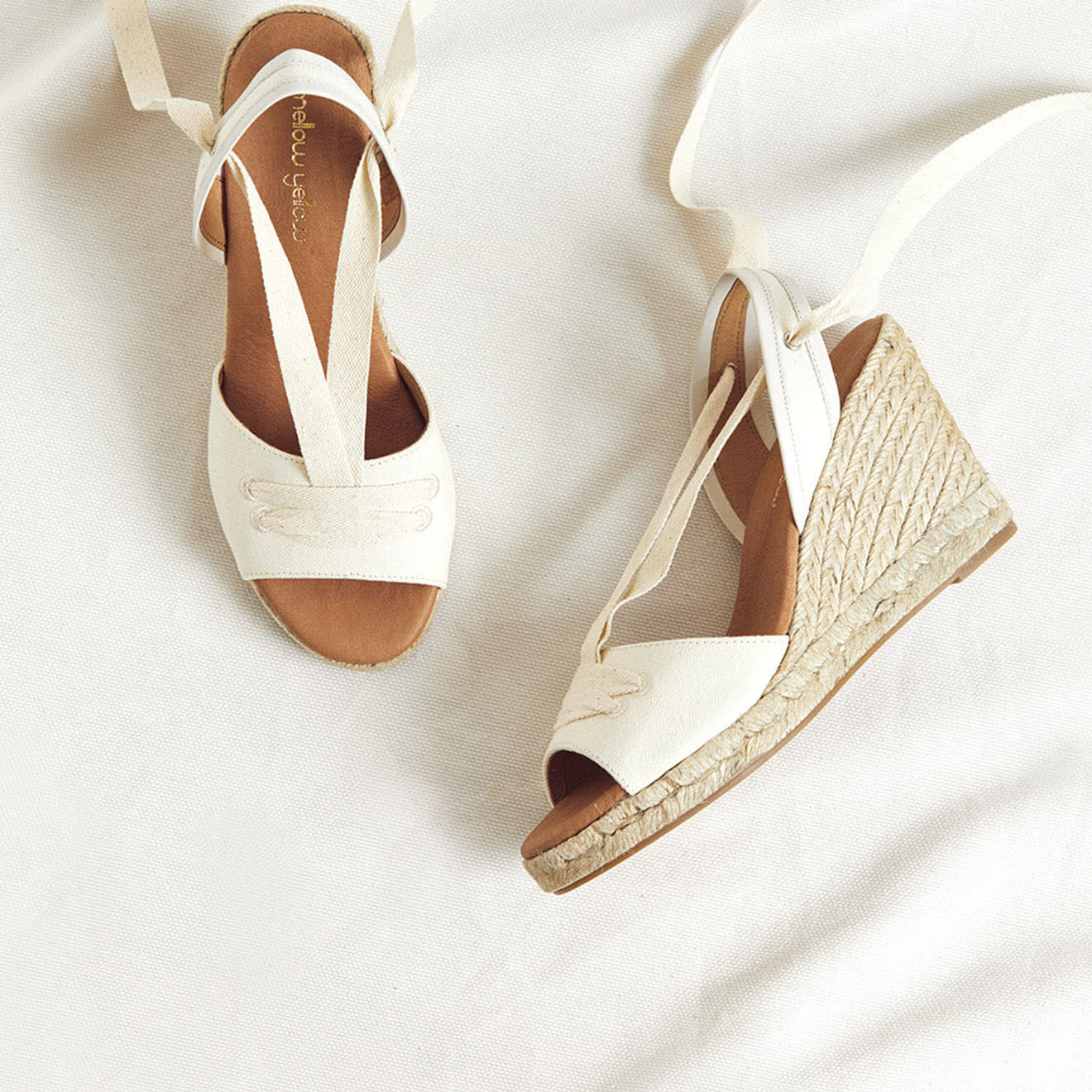 Mellow Yellow Espadrilles compensées Carla blanches - Talon 8 cm