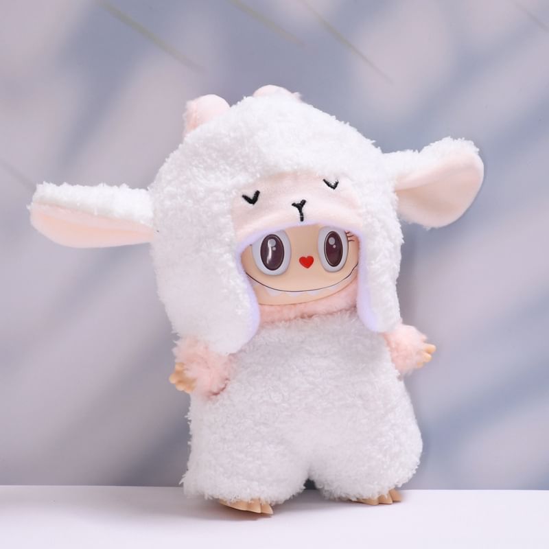 Miumi - Set: Dierenschaap Hoed + Kostuum Poppenkleding - 17cm