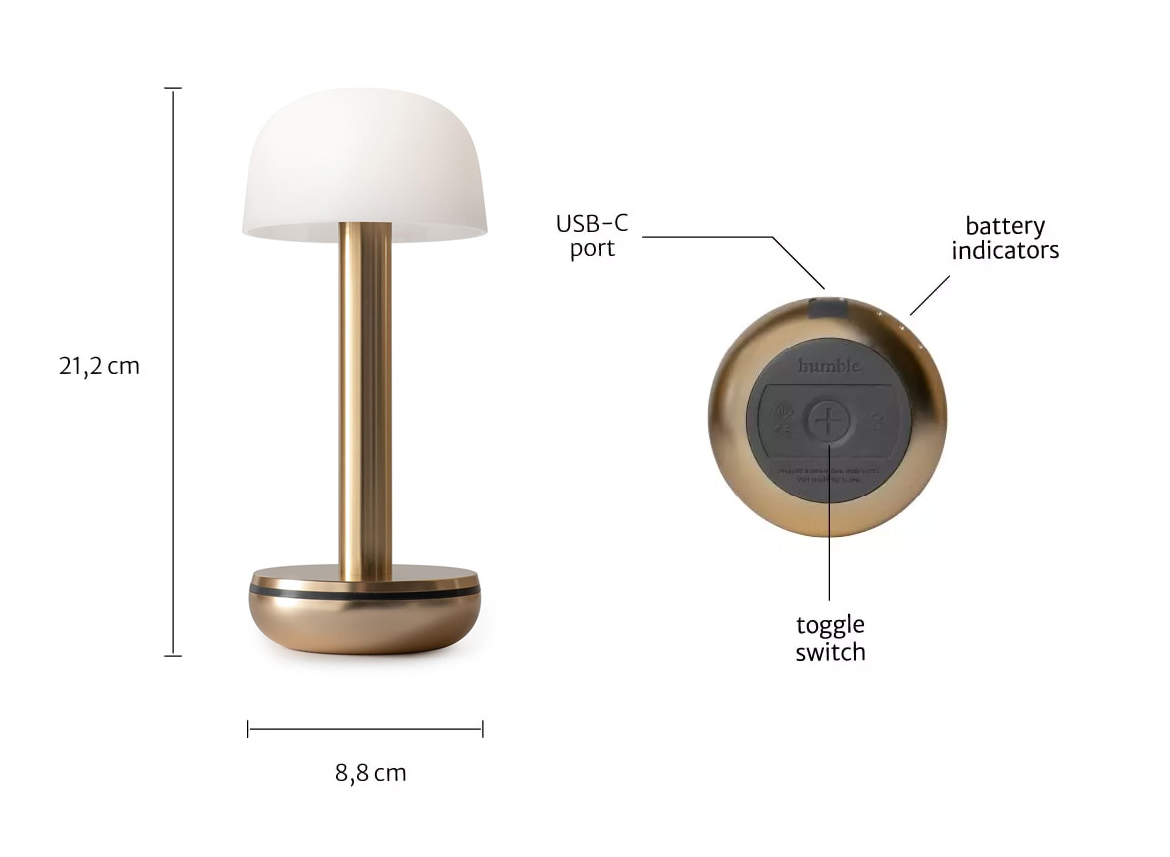Humble Two Oplaadbare Tafellamp - Gold Smoked