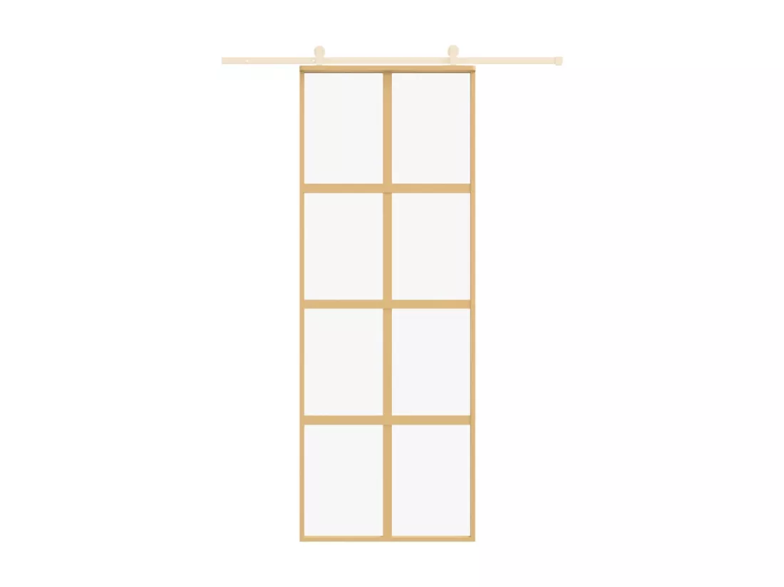 Porte coulissante doré 76x205 cm verre ESG clair et aluminium