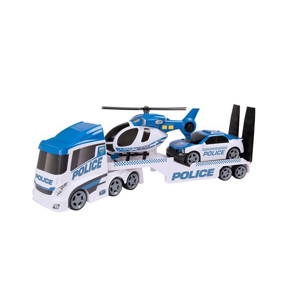 Grand transporteur + 2 véhicules de police ou pompier