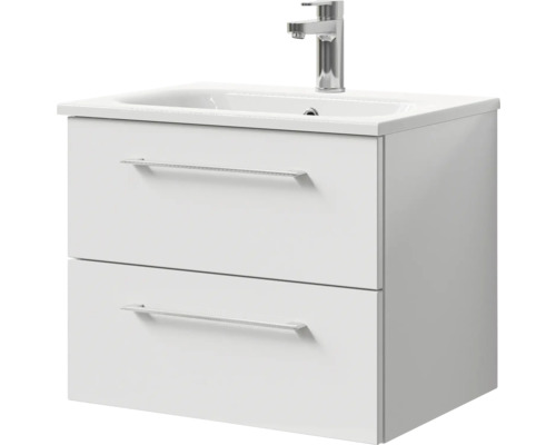 Pelipal Sunline 121 badkamermeubelset (B x H x D 61 x 50 x 46 cm), hoogglans witte fronten, met mineraalstenen wastafel en badmeubel