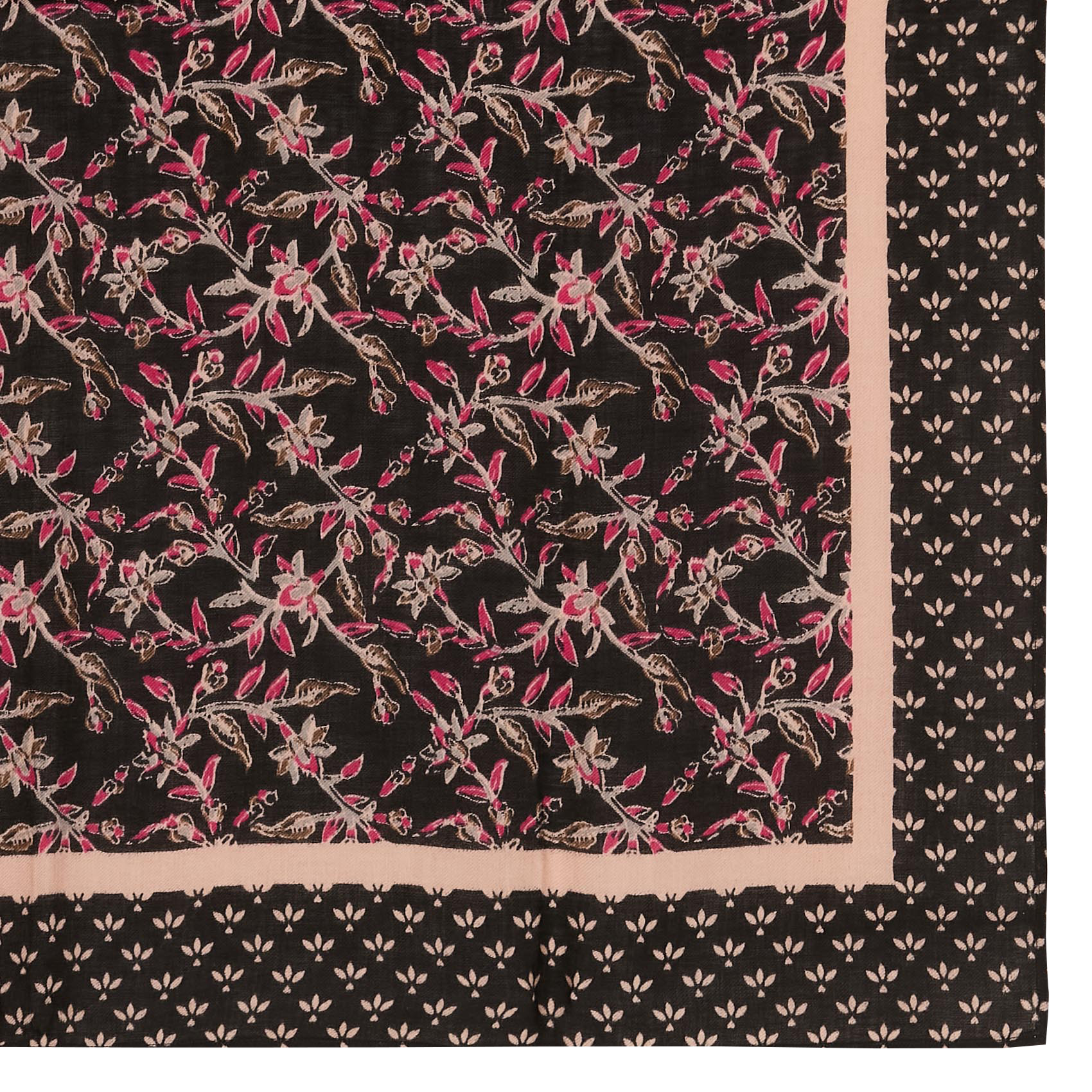 Foulard imprimé en laine mélangée | Noir