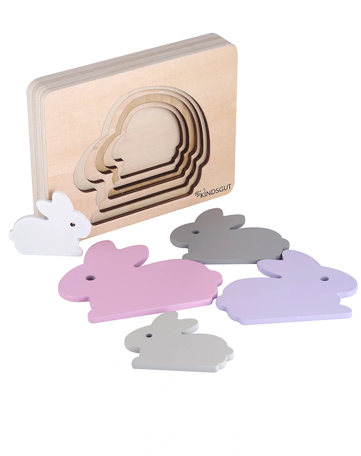 Lagenpuzzle HASE 6-teilig aus Holz