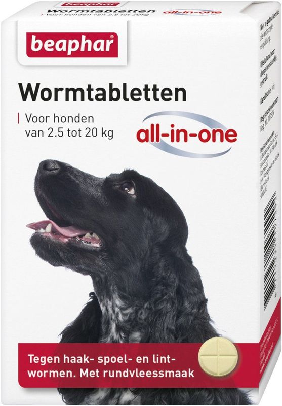 Beaphar All-in-one Ontworming Tabletten Hond 2,5 - 20 kg 2 tabletten