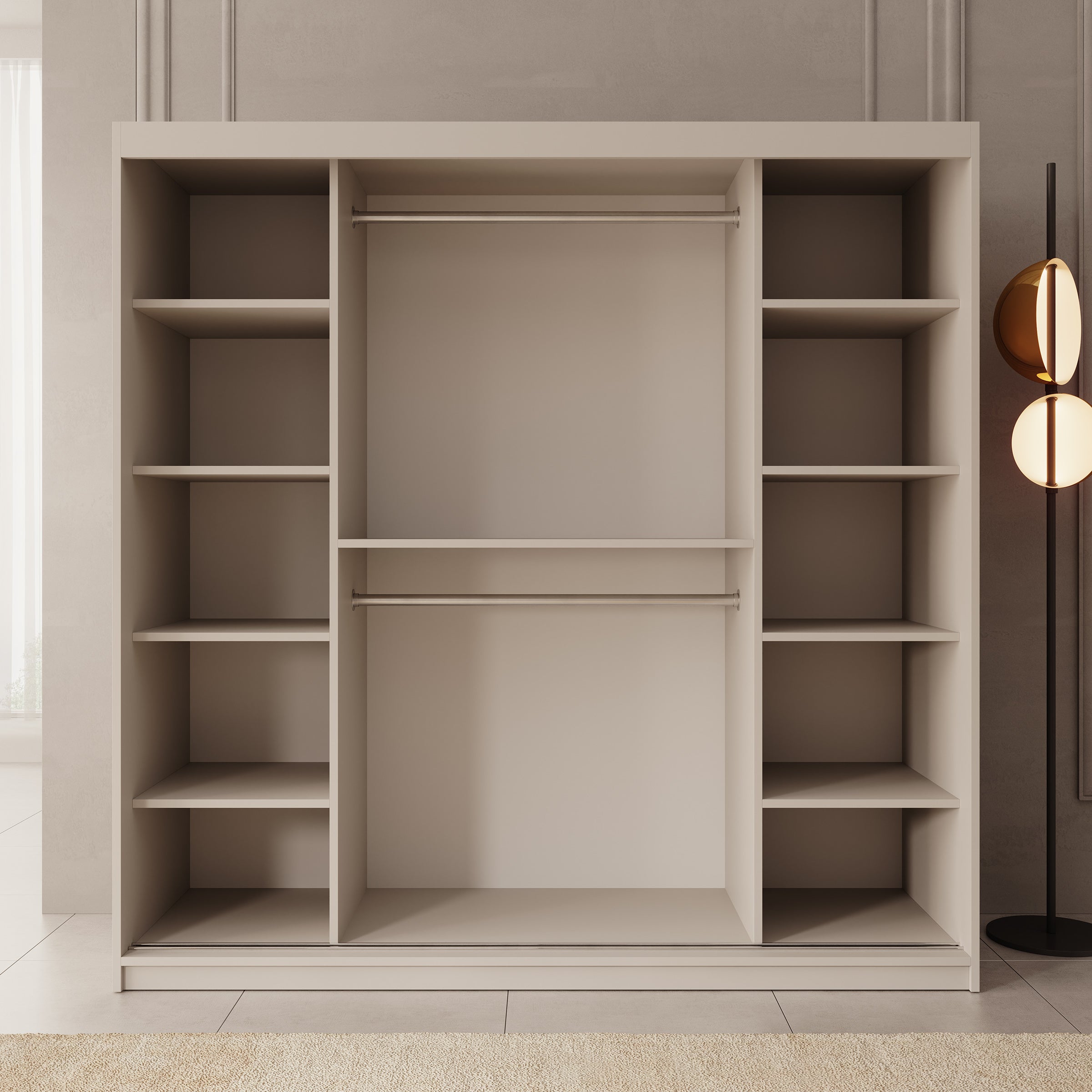 Bodhi - Kledingkast met schuifdeuren - Beige - 200x62x200 cm