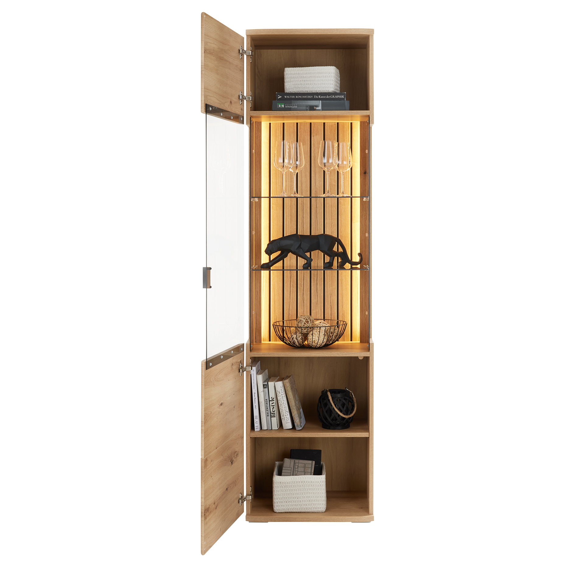 Standvitrine - Evoke Eiche - mit Schattenfuge - 191 cm