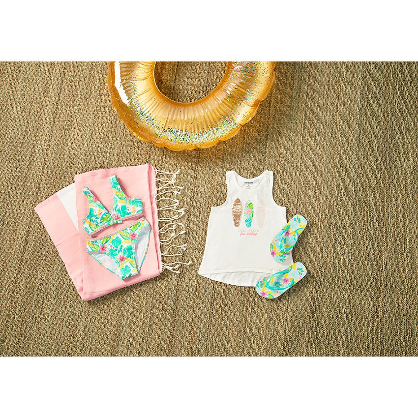 Maillot de bain 2 pièces imprimé tropical pour fille - Vert