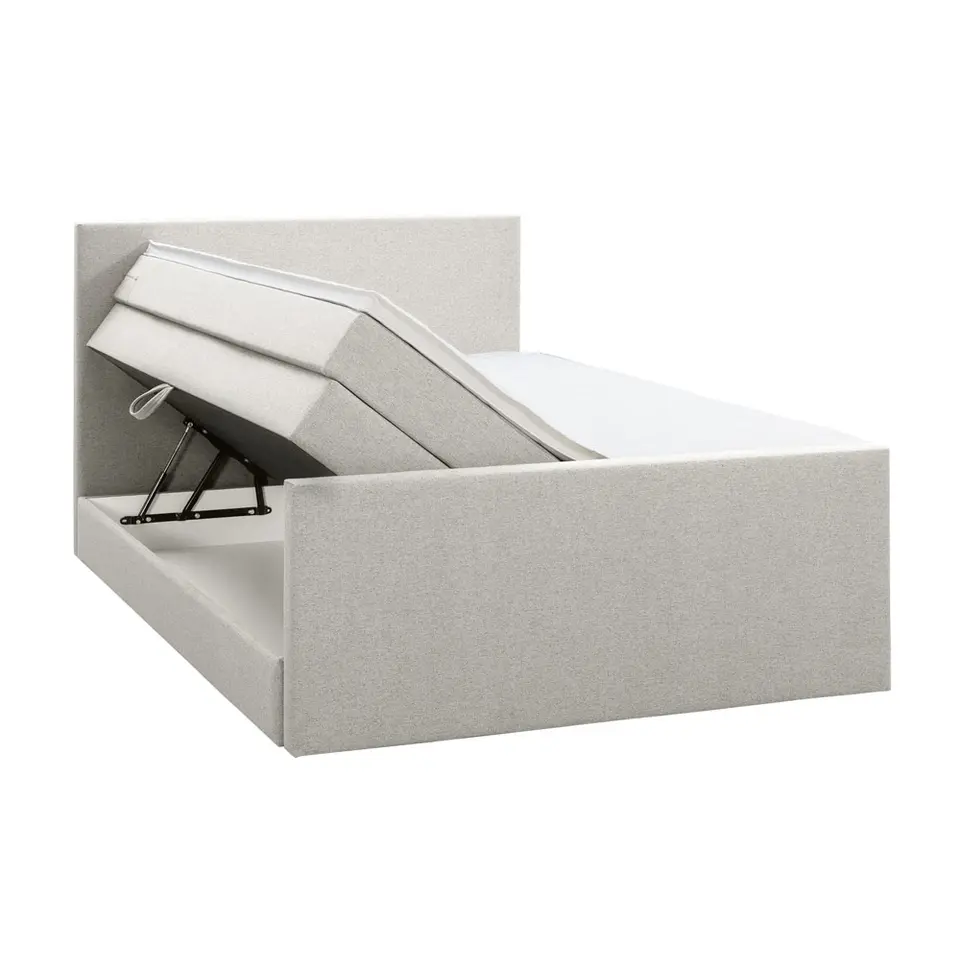Boxspring met opbergruimte en voetbord Liv egaal - ecru - 180x200cm