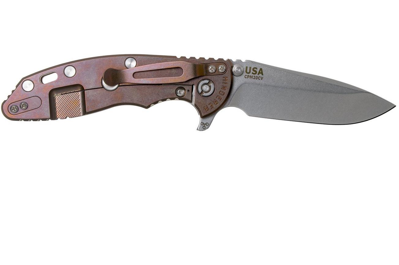 Rick Hinderer XM18 3,5” Spearpoint CPM 20CV Stonewash, Bronze, Translucent G10, zakmes