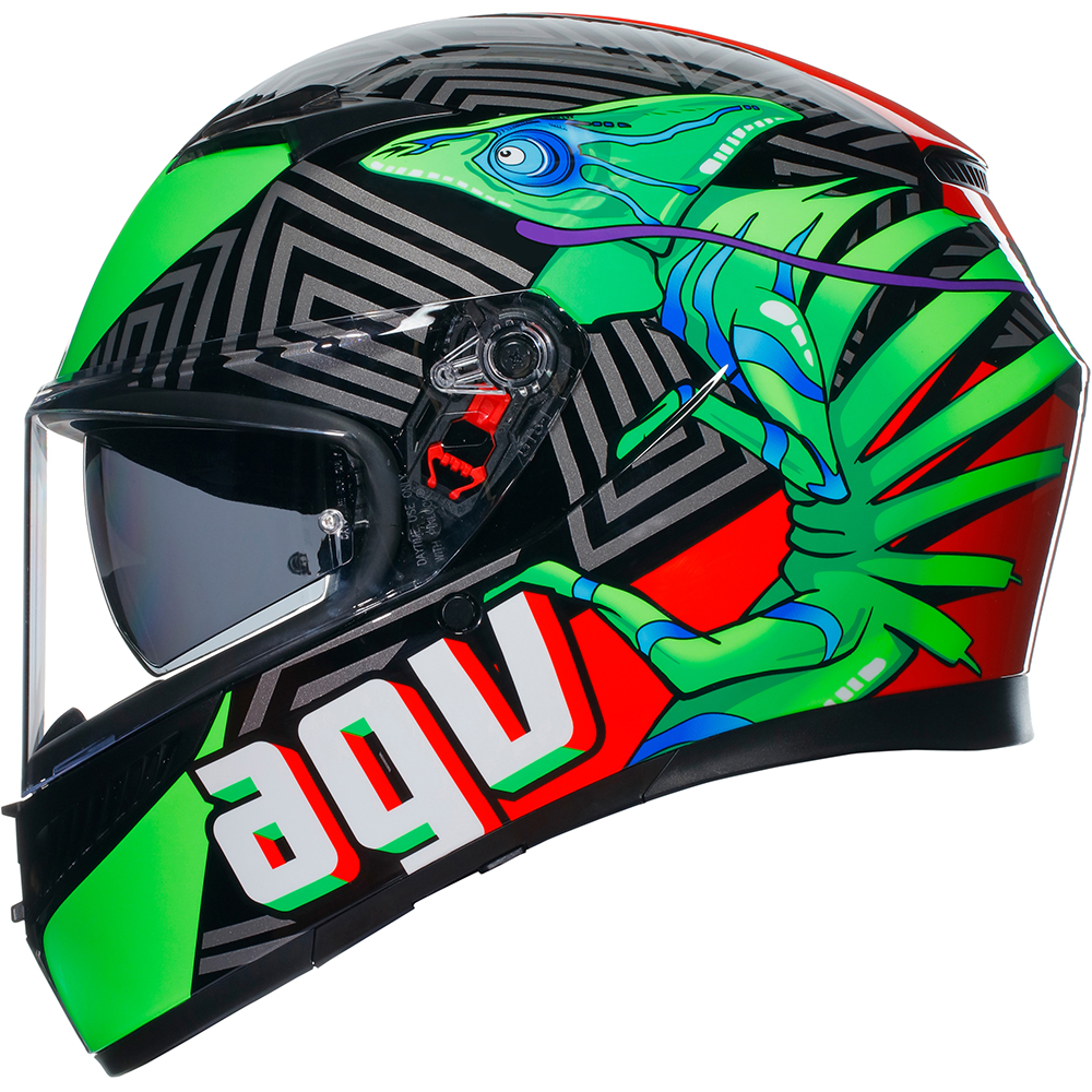 AGV - Casque K3 Kamaleon Noir / Vert / Rouge