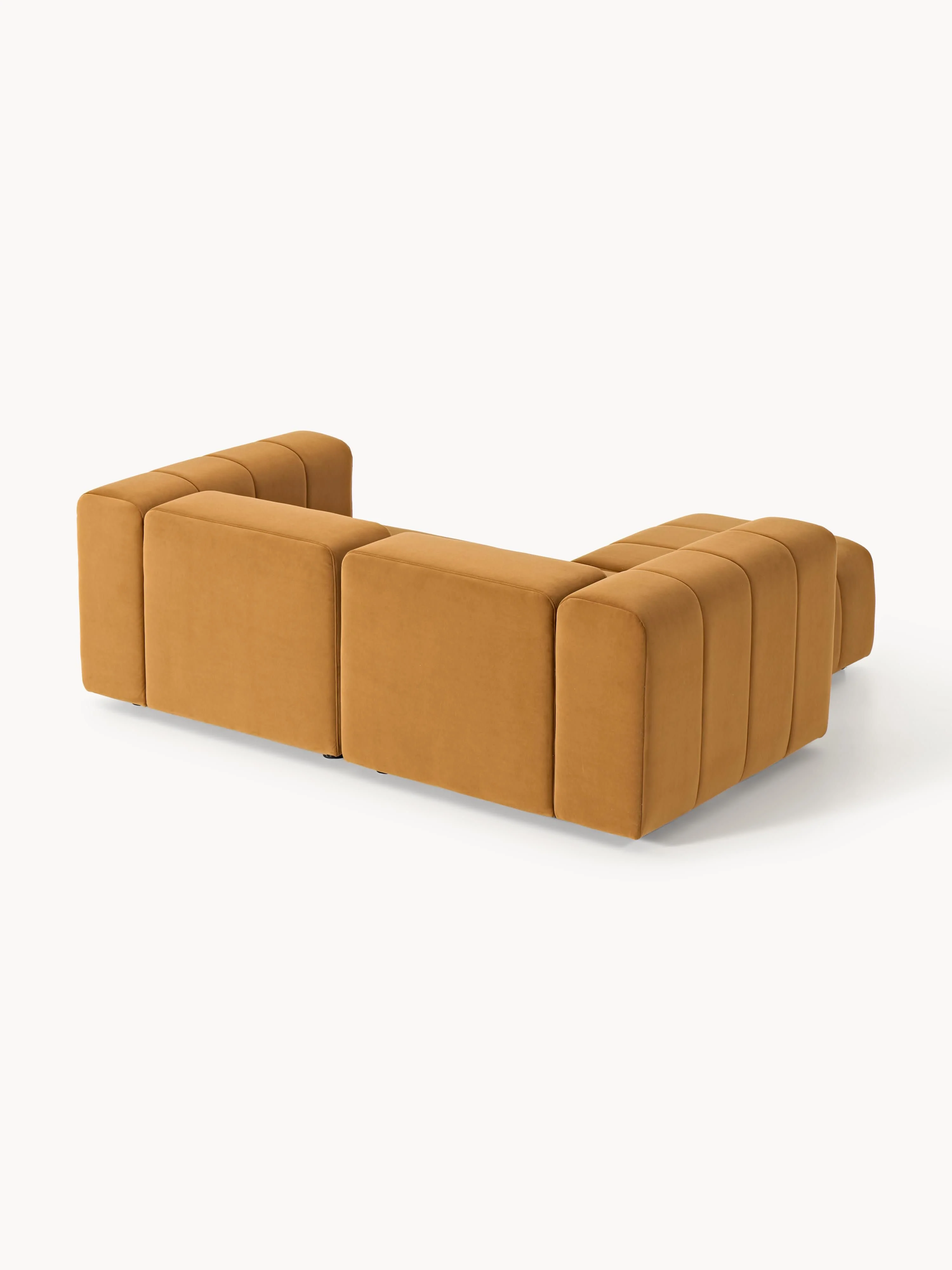 Fluwelen modulaire bank Lena (3-zits) met poef (links/rechts)