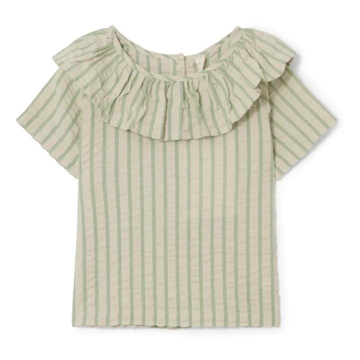 garbo&friends Blouse Rayée Seersucker | Vert