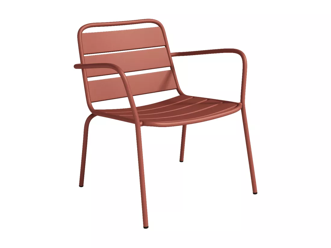 Salon de jardin en métal : un banc, 2 fauteuils bas et une table basse - Terracotta - MIRMANDE de MYLIA