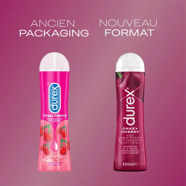 Gel lubrificante Durex Crazy Cherry - Sabor cereja, adequado para uso oral - 100ml
