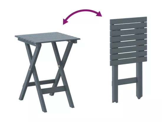 Chaises à bascule lot de 2 table pliable gris massif peuplier
