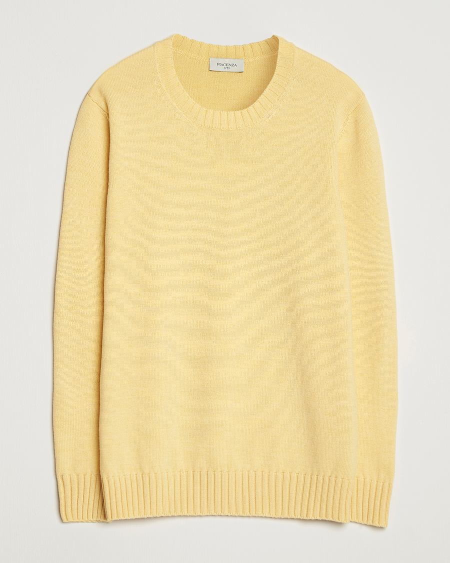 Piacenza Cashmere Brushed Wool Crew Neck Yellow