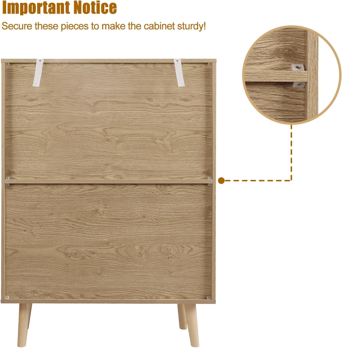 Natur Rattan Küchenschrank, Sideboard mit 2 Türen, Buffetschrank für Küche Aufbewahrungsschrank Möbel, Konsolentisch Kaffeebarschrank TV-Ständer für Wohnzimmer, Esszimmer, Flur