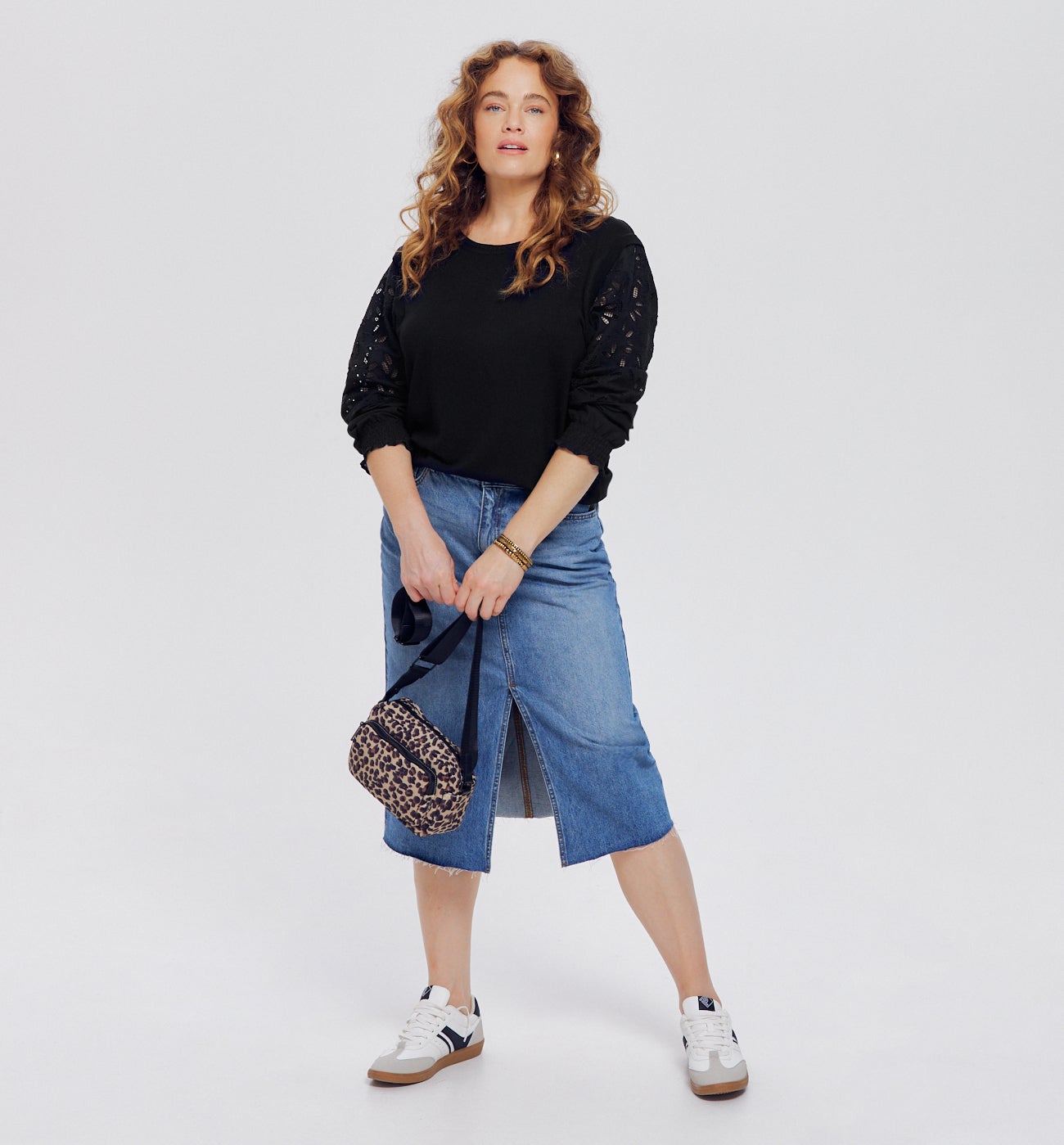 Pull à effet superposé Femme - Noir