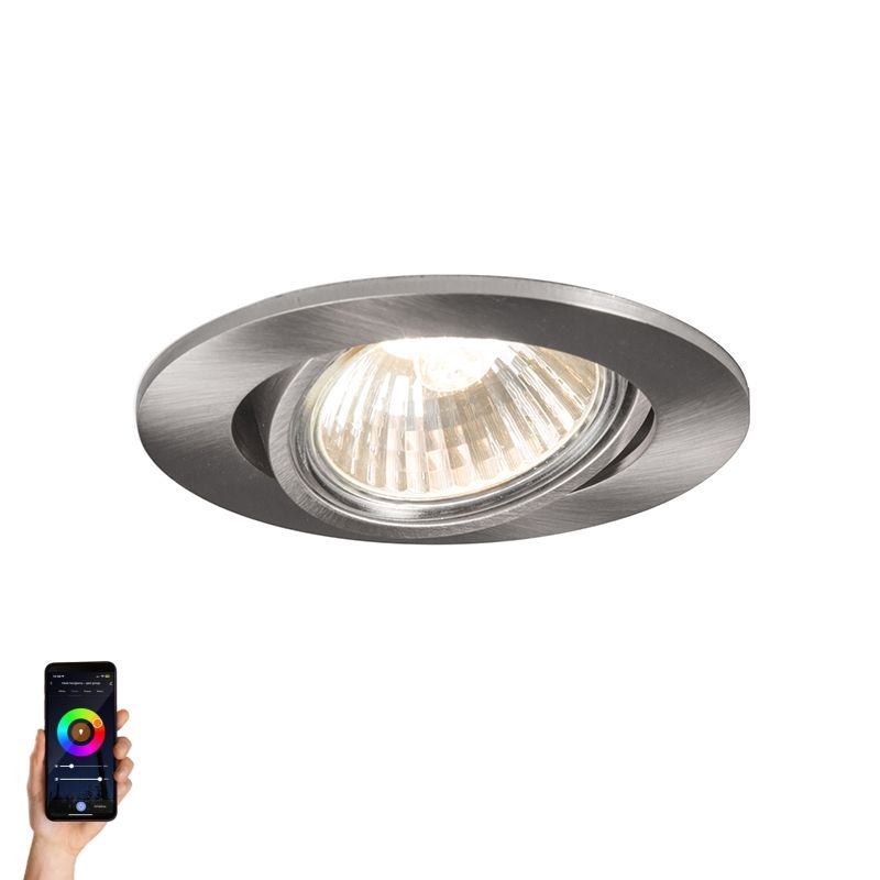 Smart inbouwspot staal kantelbaar incl. Wifi GU10 - Cisco