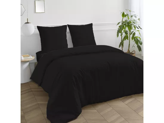 Taie d'oreiller en coton 57 fils unie noir 64x64cm
