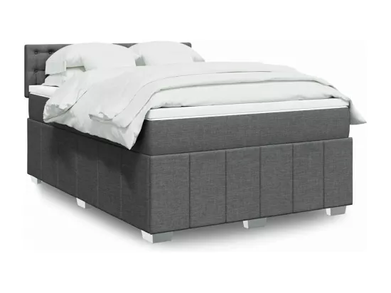 Sommier à lattes de lit avec matelas Gris foncé 140x190cm Tissu
