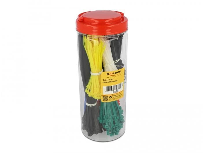 Delock Kabelbinder Box 600 Stück, assortiert Mehrfarbig Kabelbinder Sortimentsbox 600 Stück farbig