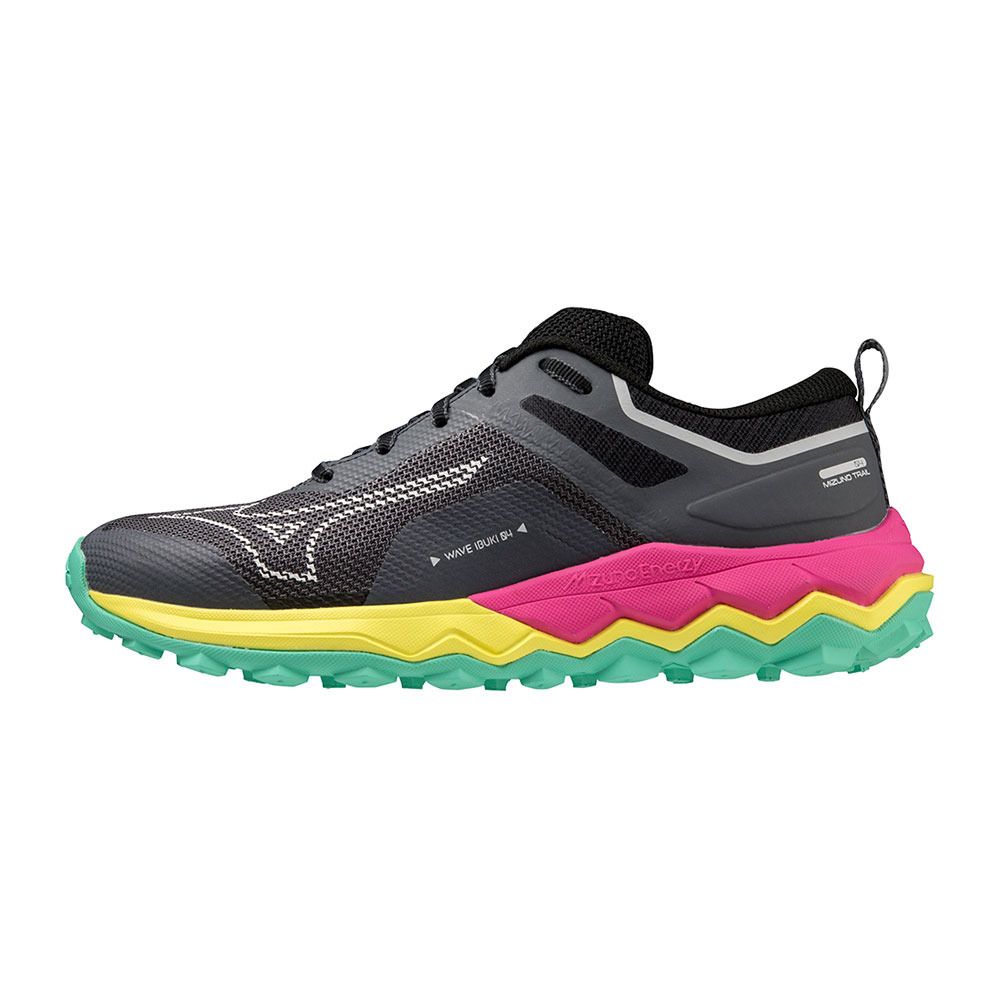 Mizuno WAVE IBUKI 4 - Chaussures trail Femme iron gate/blaz.yellow/fuchsia fed